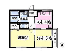 ハイネス 2Kの間取図画像