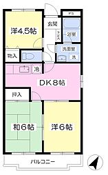 オーシャンテラス 3DKの間取図画像