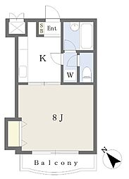 第二林マンション 1Kの間取図画像