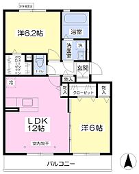 フィオーレ中央林間 2LDKの間取図画像