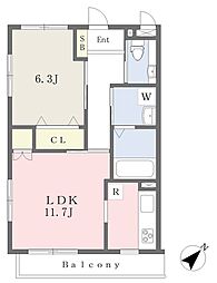 ポスタプリマ 1LDKの間取図画像