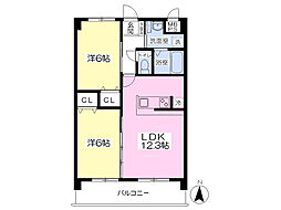 プリマヴェーラ 2LDKの間取図画像