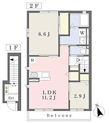 オークテラス 2LDKの間取図画像
