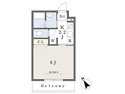 ハピネスA 1Kの間取図画像