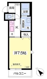 コゥジィーコート・H 1Kの間取図画像