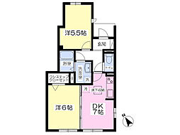 ヴィラ早渕 2DKの間取図画像