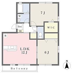 サンフラワーB 2LDKの間取図画像