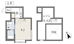 クリスタルビオス 1Kの間取図画像