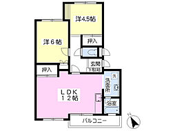 グリーンハイツ宇津木 2LDKの間取図画像