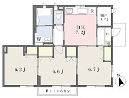 グレースコートヒロ 3DKの間取図画像