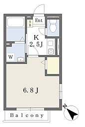 セジュール港南台 1Kの間取図画像