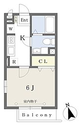 グラシューズ笠間 1Kの間取図画像