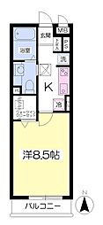 アルコバーレ 1Kの間取図画像