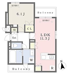 Saray 本牧山手 1LDKの間取図画像