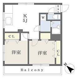 ひろしやビル 2Kの間取図画像
