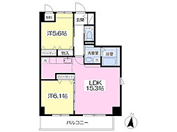 ウエストヒルズ 2LDKの間取図画像