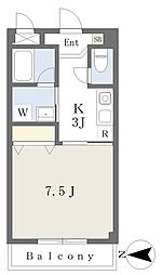 ビィッツシャンブル 1Kの間取図画像