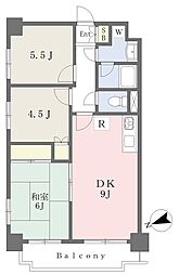 グリーンハイツ参番館 3DKの間取図画像