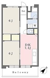 グリーンハイツ金幸 2DKの間取図画像