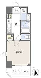 大同エクリューズ 4階1Kの間取り