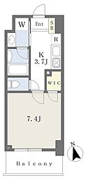 大同エクリューズ 7階1Kの間取り