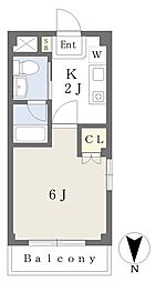 JR埼京線 北与野駅 徒歩8分の賃貸マンション 1階1Kの間取り
