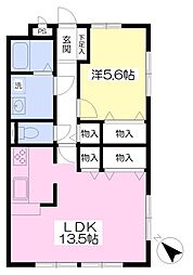 グリーンヒルズヤマダ1 1LDKの間取図画像