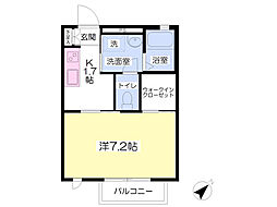センティエーロC 1Kの間取図画像