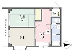 藤コーポ 2DKの間取図画像