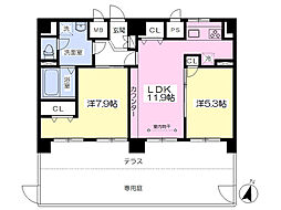 リジエールIII 1階2LDKの間取り