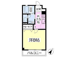 アンシャンテ・J 1Kの間取図画像
