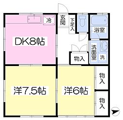 ヒルズ大島2 2DKの間取図画像