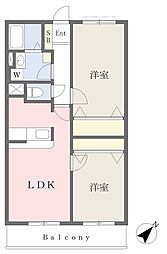 ベルガーデン北上尾A棟 2LDKの間取図画像