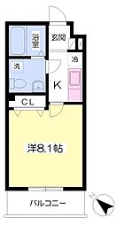 アクアフェアリー 1Kの間取図画像