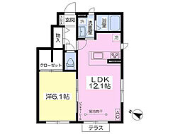 ラ・フルール 1LDKの間取図画像