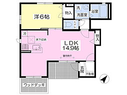 ヴェル・パティオB 1LDKの間取図画像