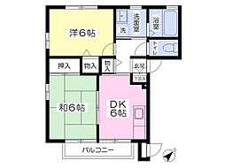 ラフィーネ北本B 2DKの間取図画像