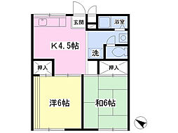 島村ハイツ 2Kの間取図画像