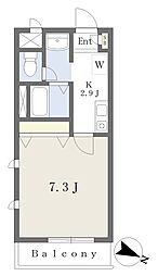 クレセント宮原ハイム 1Kの間取図画像
