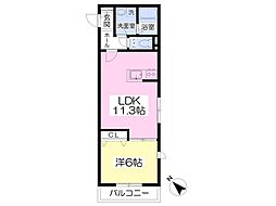 ルミエール2 1LDKの間取図画像