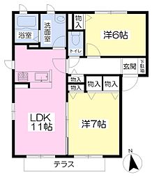 シャーメゾン浮塚1 2LDKの間取図画像