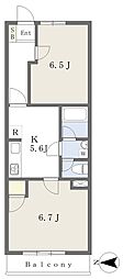 花梨ハイム 2DKの間取図画像