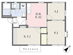 サンライズA 3DKの間取図画像
