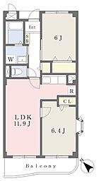 ボルベール 2LDKの間取図画像