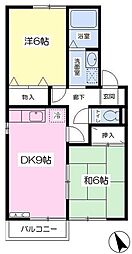 シャン・リベール1 2DKの間取図画像