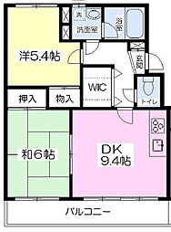 ラフィニア花崎A 2DKの間取図画像