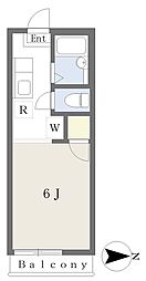 ラークハイム 2階ワンルームの間取り