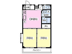 Ｍグレース 2階2DKの間取り