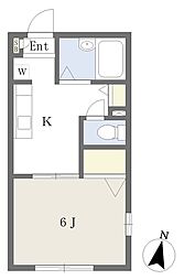 ドエルT・I 1Kの間取図画像