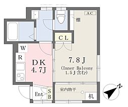 レジデンスジンバ 1DKの間取図画像